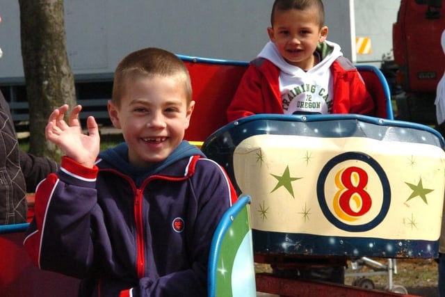 Brothers Kyle Pilkington, nine and Mark Brown, five from Preston at the Moor Park Fair in 2006
