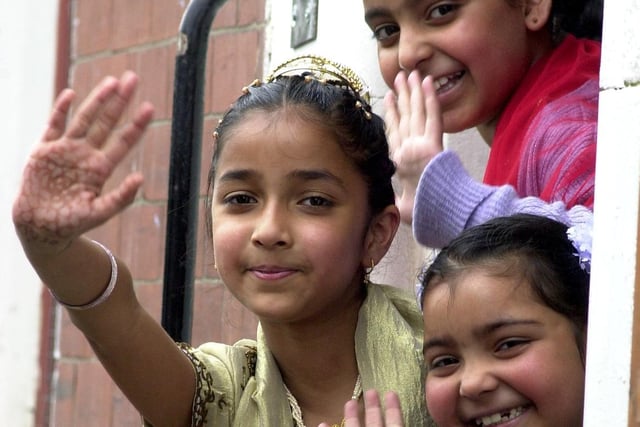 Youngsters at  the Sikh festival of Vaisakhi at the Guru Nanak Gurdwara Temple in Preston in 2003