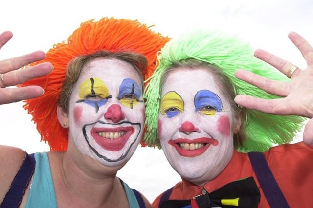 Kathleen Wrathall and Anne Taylor clowning around at Catterall Gala in 2000.