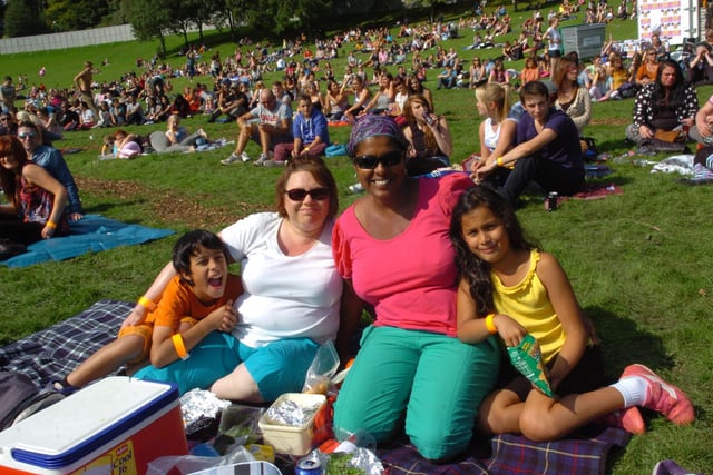 From left, Matthew Barker, 11, Fiona Yates, Tania Barker and Melissa Barker, eight at GFest in 2012