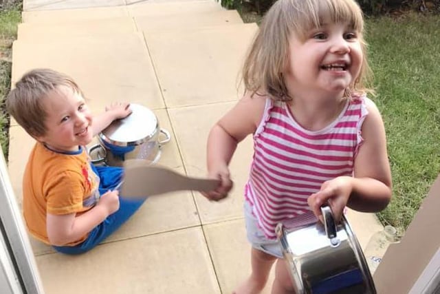 Catherine Jane Keough sent in this image of Zach, four, and Autumn, three, who have been out clapping for carers every week at our home on Billinge hospital estate