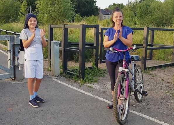 Chloe Heyes was on a bike ride and made sure they stopped to do the last clap.
Thank you to the NHS and all our key workers