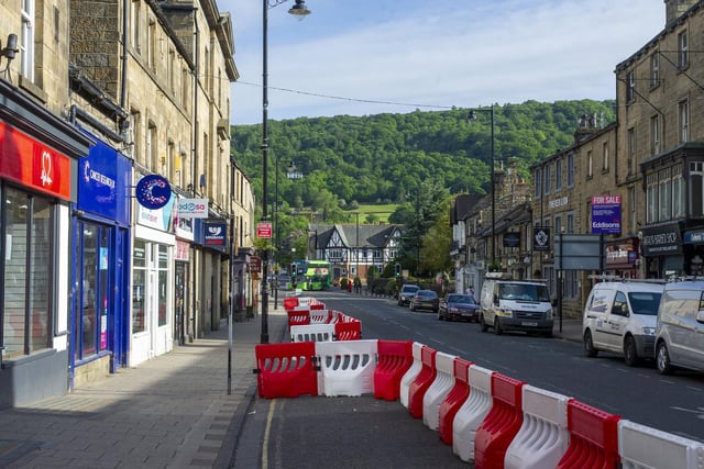The barriers are in place in Otley on the busy Kirkgate high street.