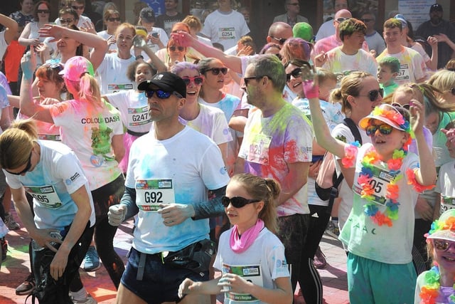 Warming up before the start of the 2019 Colour Dash