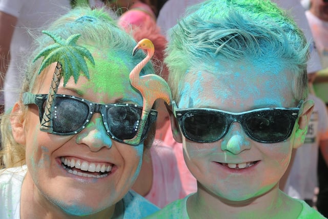 Penny and Zac Murphy at the 2019 Garstang Colour Dash