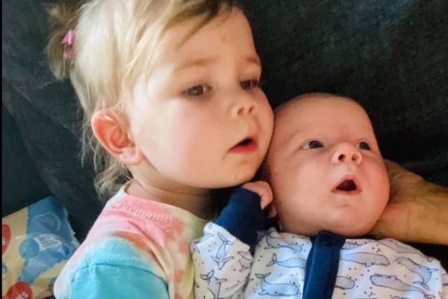 Samantha Jayne Sykes shared this photo of Finley, born 02/05/2020, pictured with his big sister Phoebe.