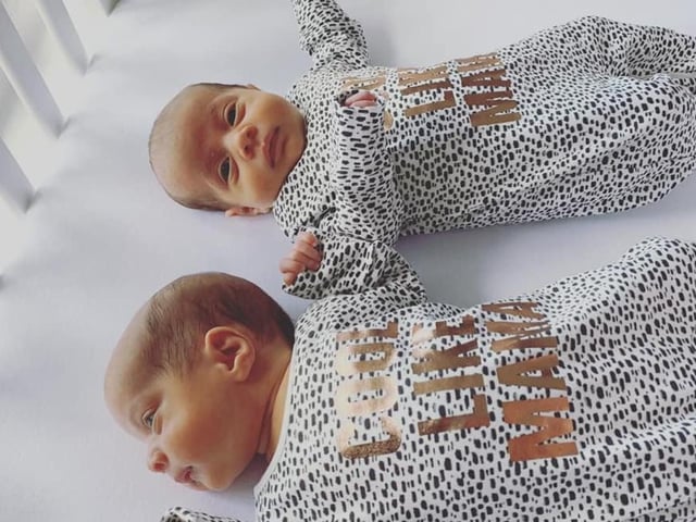 Katie Coates shared her photo of identical twins, Patsy and Margot Coates, born 20/04/20.