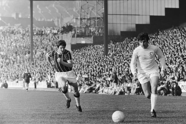 Peter Lorimer in action against Crystal Palace in October 1969.