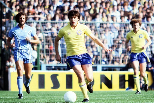 Lorimer in action against Coventry City at Highfield Road in September 1978. The game finished goalless.