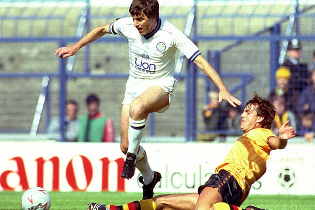 Peter Lorimer in action against Hull City at Elland Road in August 1985. The game finished 1-1 with Ian Baird scoring the Whites.