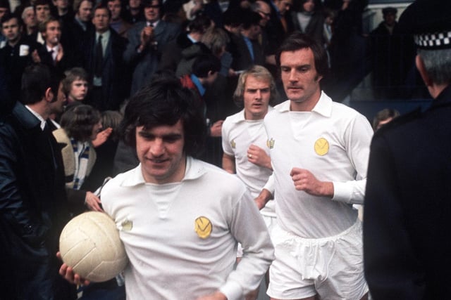 Peter Lorimer leads out the team at Elland Road.