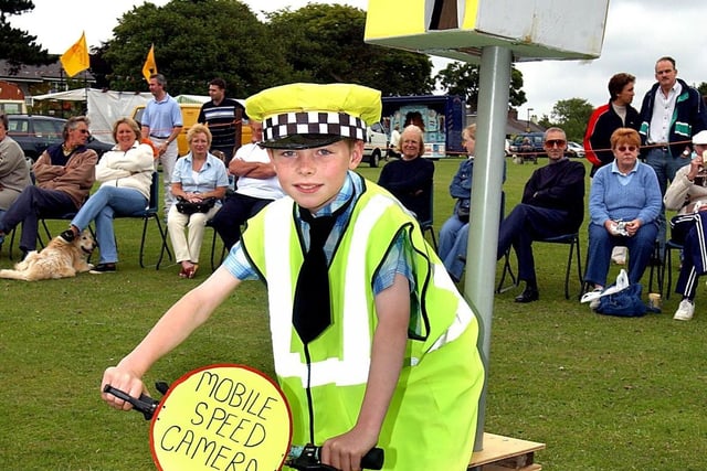 Ten-year-old Peter Pilkington is a mobile speed camera for Wrea Green Field Day