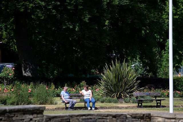 Residents abide by social distancing rules at Savile Park, Halifax.