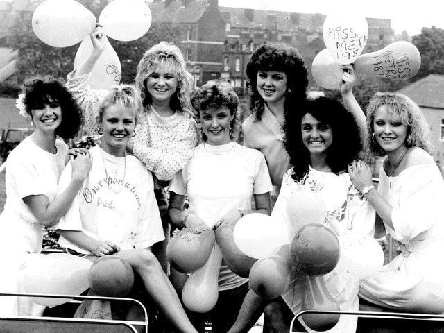 Miss Metro girls in June 1987. Pictured,  from left, are Helen Hillman, 20, Lisa Wason, 18, Angie Vernam, 19, Michelle Williams, 19, Gail Barker, 19, Christine Roach, 17 and Caroline Haigh, 17.