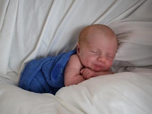 Jess shared this photo of a comfortable looking Oliver, born on May 10.