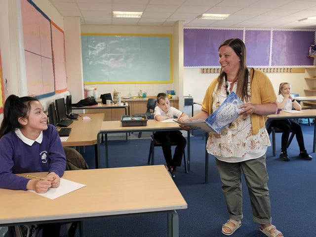 Jasmine with teacher Joanne Coverdale.