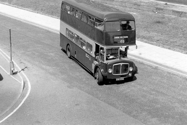 The AEC Regent/Roe 974 Bus on Cobourg Street about to enter the Merrion Centre area. It was on route no 36, destination Central Bus Station.