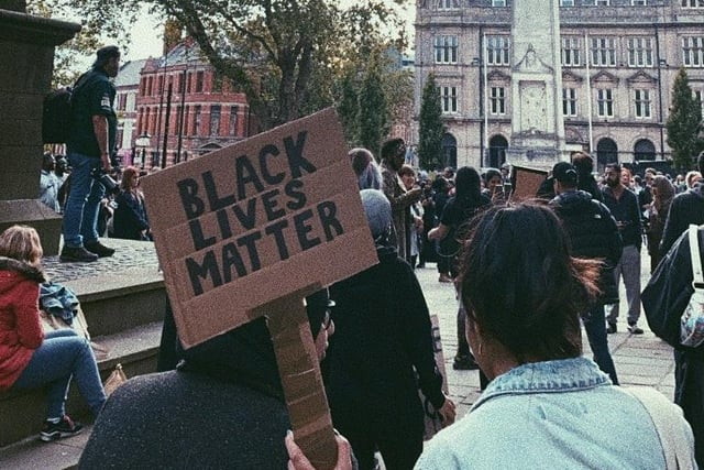 Crowds gathered at Flag Market in support of Black Lives Matter and justice for George Floyd in Flag Market yesterday evening (June 4). Credit: maryam