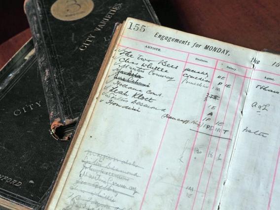Found during the refurbishment it records a trapeze artist called Onzalo, who fell on his first night, a comedian who was too drunk to perform and a comedienne who was not worth the money.