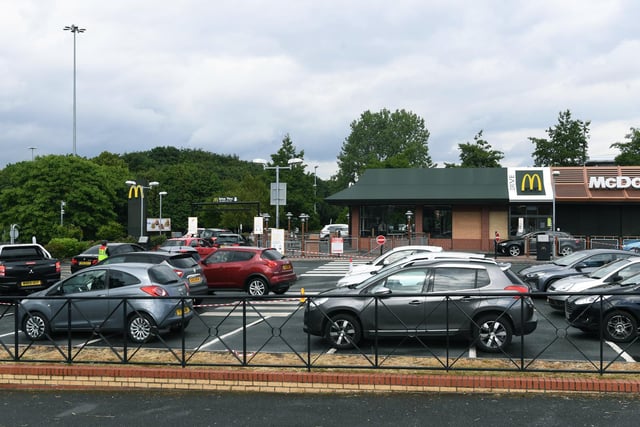 People queued at the McDonald's store on Elland Road for a bite to eat.