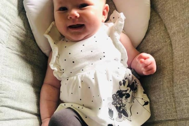 Sarah Louise posted this picture on May 27, writing: "My little girl was born 2 days after lockdown started.. Emilyn Jane - 9 weeks today"