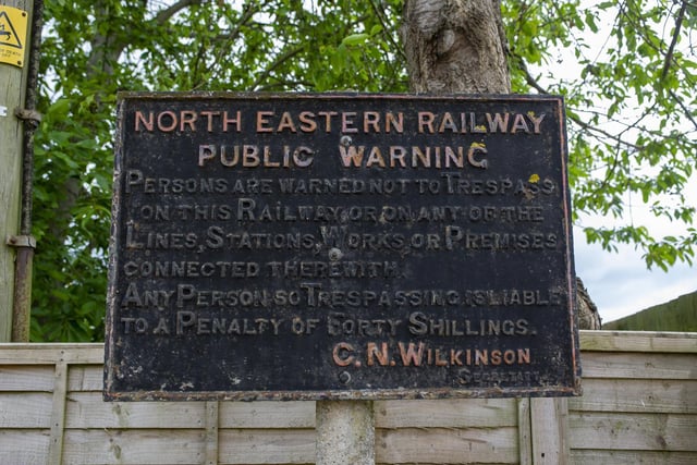 An old warning sign erected by the North Eastern Railway has been preserved in Pocklington