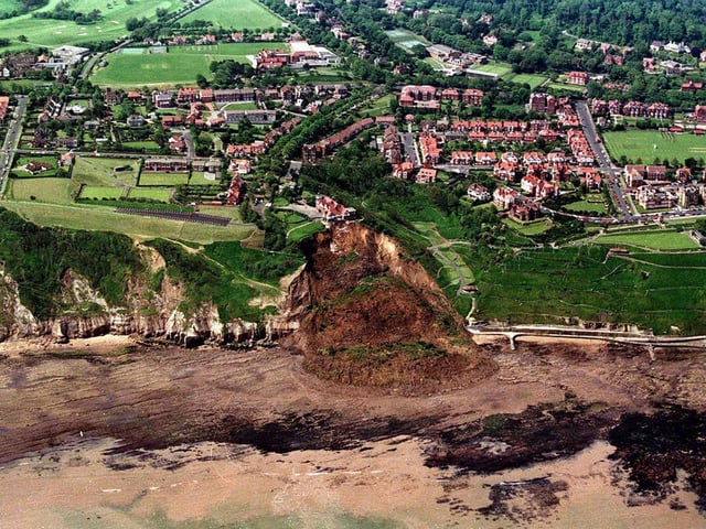 The landslip claimed the hotel and also a huge part of the cliffside.