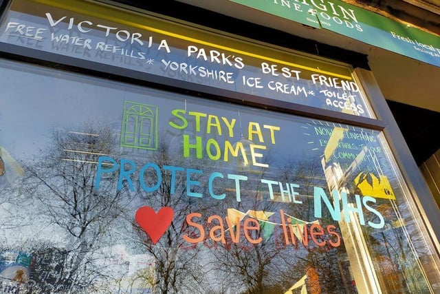 Jenni said: "Our shop window. #stayathome #protectthenhs #savelives."