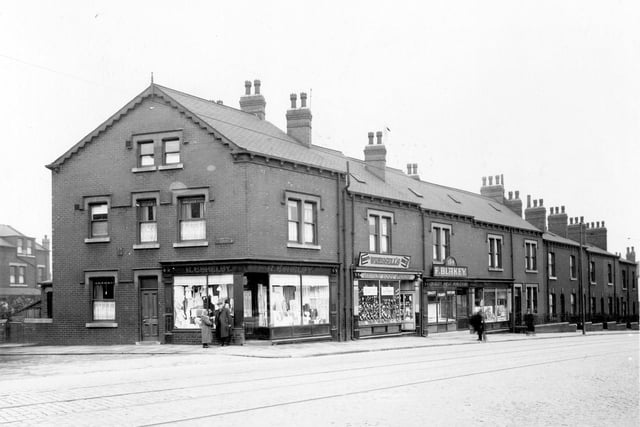 York Road and Chantrell Grove, with corner shop premises, no.186 Miss Elizabeth Eshelby owner, windows and displays of drapers goods.