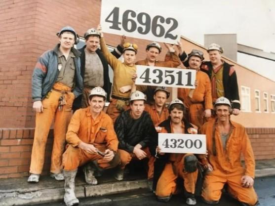 Miners outside the Prince of Wales building in Pontefract