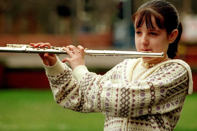 Claire Challinor from Lytham warming up for her flute recital in 1997