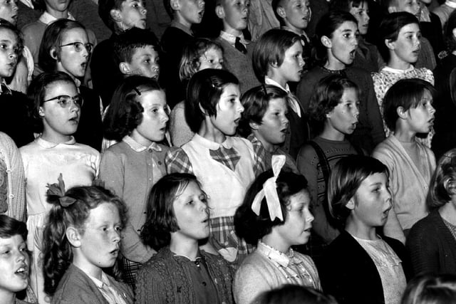 Children taking part in the Lytham St Annes Schools Musical Festival Association Concert in 1956