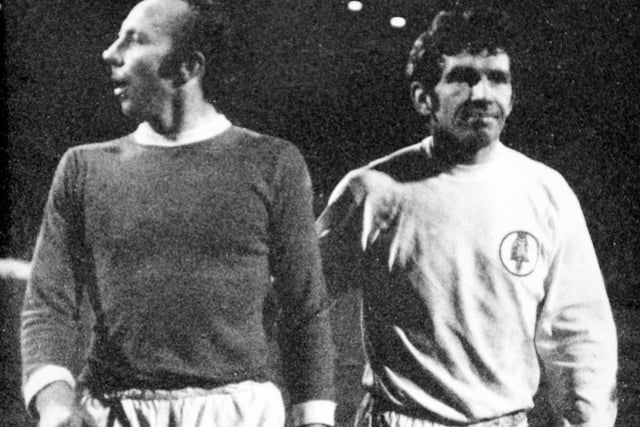 Brothers in law John Giles and Nobby Stiles walk off after the FA Cup semi final in March 1970.