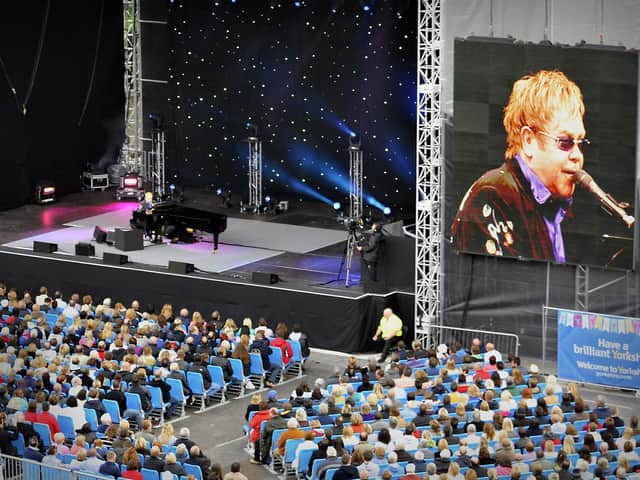 Sir Elton John plays the Scarborough Open Air Theatre to a sell-out, record crowd of 8, 500 in June 2011