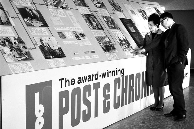 An exhibition at the ABC Cinema foyer of how the Wigan Evening Post and Chronicle newspaper was produced in 1969.