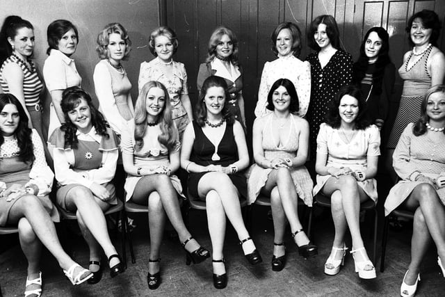 Contestants for the Miss Ashton beauty title line up in 1974