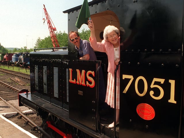This 1932, 0-6-0 diesel shunter, the first to be built at the Hunslet Engine Works and had been restored over two years by Graham Parkin. Coun Linda Middleton flags off the engine at Middleton Railway on its inaugural run.