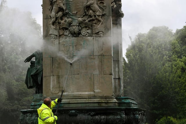 Leeds City Council said it had an obligation to remove graffiti from the statue.