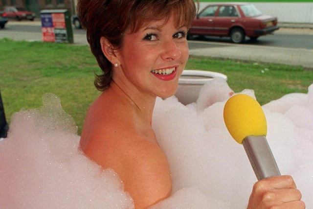 Radio Aire FM's Vicky Locklin was in a foam bath on Kirkstall Road to present her breakfast show.