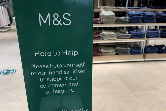 Hand sanitiser will be by the door at all M&S clothing stores