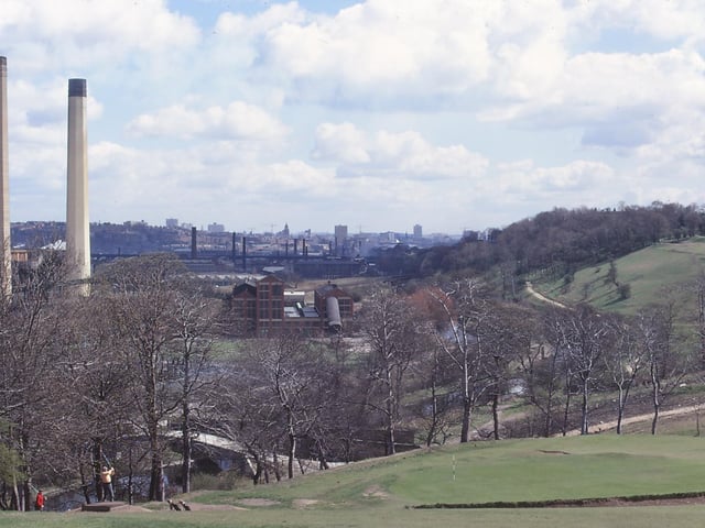 The power station from Gotts Park. "A good view of parts of the city, especially after the smokeless zone. The whiteness of the university building always stood out then. Being winter you can see between the trees." says Richard.