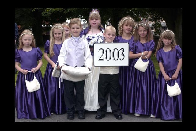 Kirkham and Wesham Club Day in 2003.
St Josephs Club day queen, Laura Heald with her retinue.