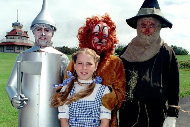 Fleetwood Drama Studio's Wizard of Oz, with Brian Wood as the Tin Man, Victoria Hargreaves as Dorothy, Joanna Newson as the Lion, and Mark West as the Scarecrow in 1998