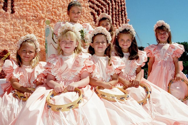 Thornton-Cleveleys Princess Lily Earnshaw (8) (top centre) with retinue in 1997