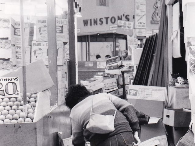 Inside Kirkgate Market in February 1985. Did you eve visit Winston's snack bar?