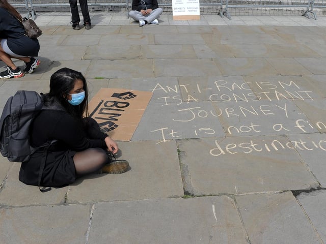 The peaceful protest was organised by Black Voices Matter - with support from Black Lives Matter Leeds