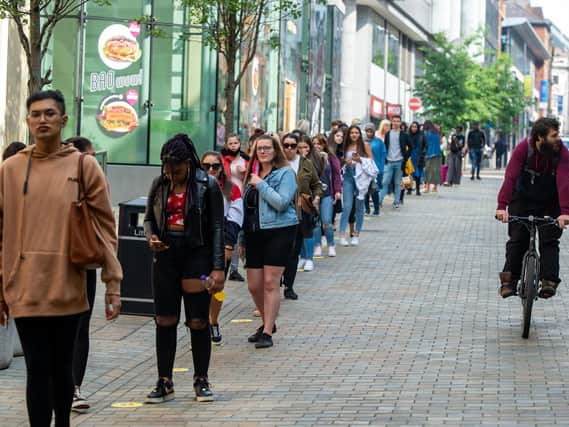 Hundreds flocked to Primark and Sports direct in Leeds on Monday as shops reopened for the first time in three months.