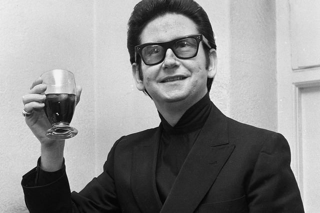 American singing star Roy Orbison back stage at Wigan Casino after his show in April 1969