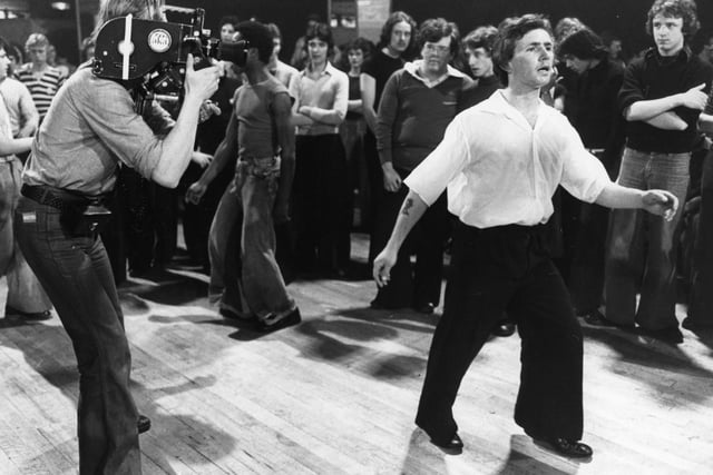 Dancers being filmed at the all-nighters at Wigan Casino, in the mid 1970's.