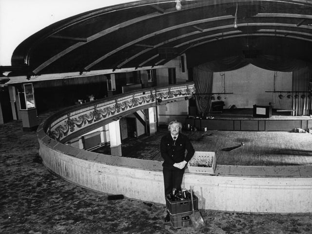 Northern Soul DJ Russ Winstanley stands in an empty Wigan Casino just prior to demolition in 1982.